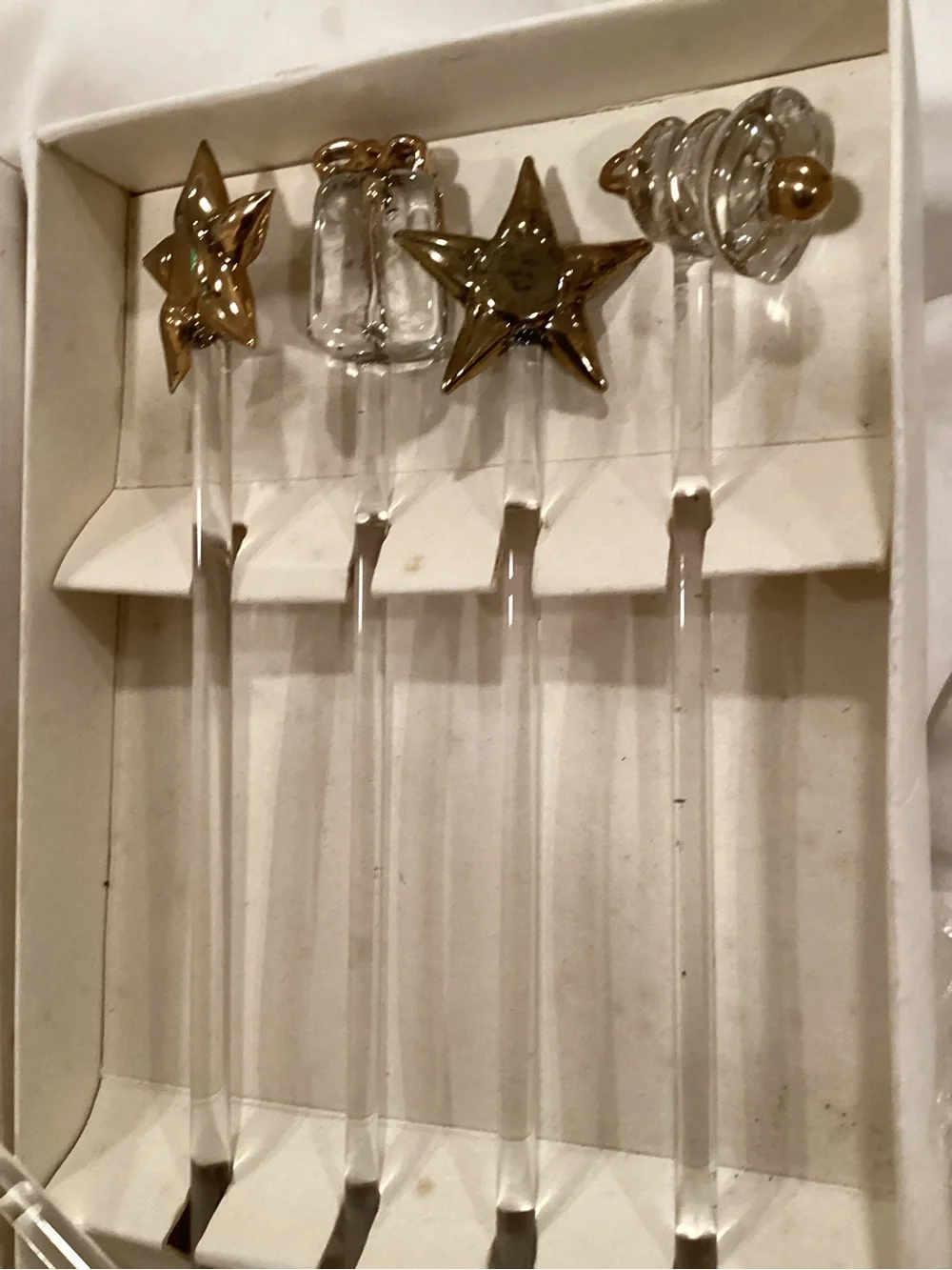 Pier 1 Clear Glass Holiday Drink Stirring Sticks 12 pieces